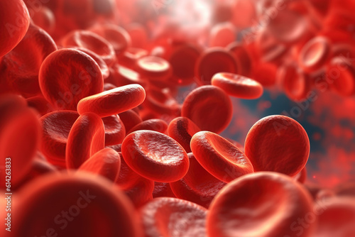 Blood cells moving from artery Generative AI
