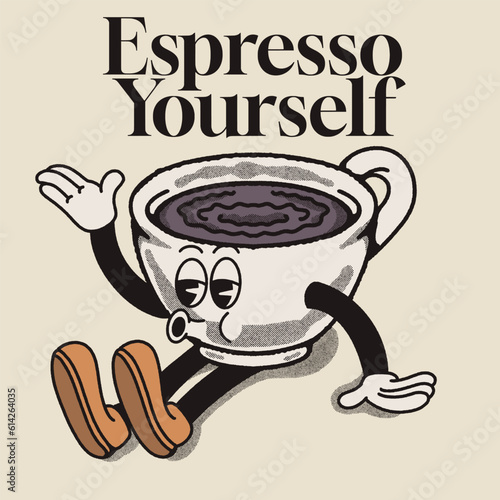 Espresso Yourself With Coffee Groovy Character Design