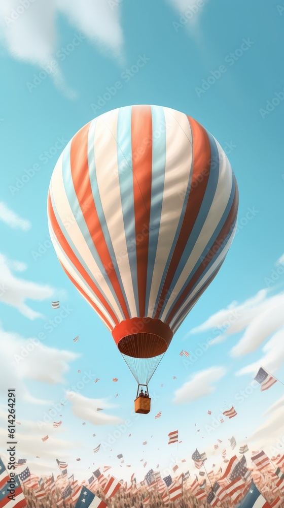 Obraz premium Balloon flying on Independence Day. Generative AI