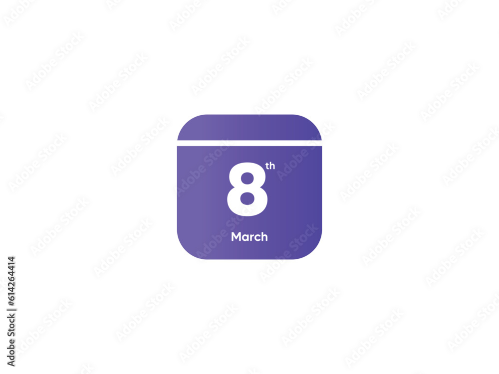 8th March calendar date month icon with gradient color, flat design style vector illustration 8th March calendar date month icon with gradient color, flat design style vector illustration