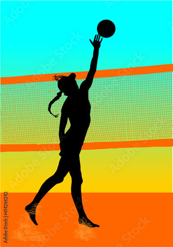voleibol de playa, silueta, mujer