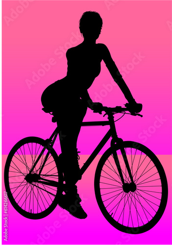 silueta, bici, mujer
