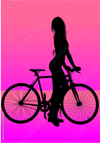 silueta, bici, mujer