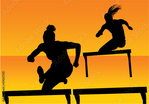 silueta, mujer, atleta, atletismo