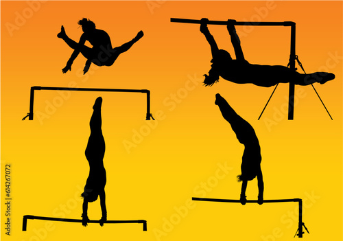 gimnasia, mujer, silueta