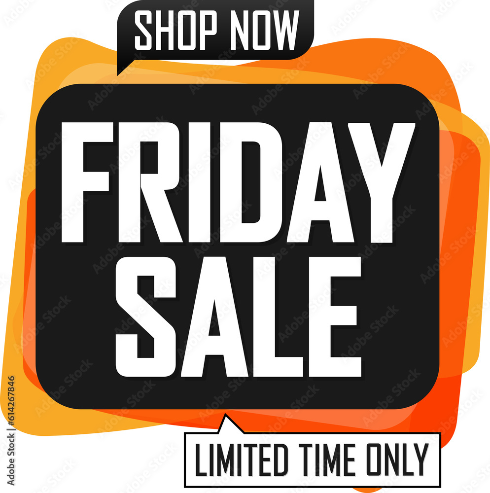 Fototapeta premium Friday Sale banner, discount tag on transparent background. Promotion sign for shop or online store, PNG illustration
