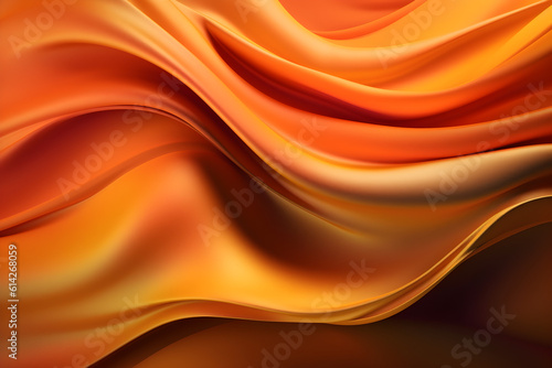 Abstract Background with 3D Wave Bright Orange Gradient Silk Fabric Generative AI