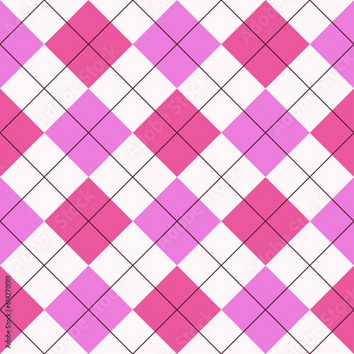 Seamless pink argyle pattern. Traditional diamond check print. Vintage seamless background.
