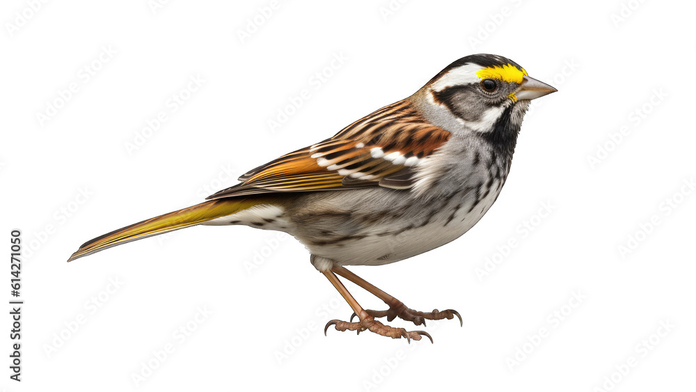 Fototapeta premium White-throated Sparrow bird isolated on transparent background created with generative AI technology