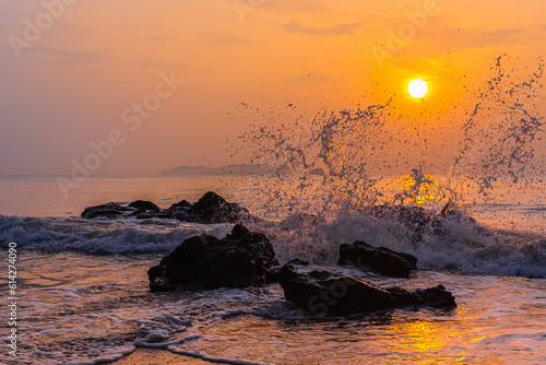 Landscape of sea and sea ​​waves in the morning