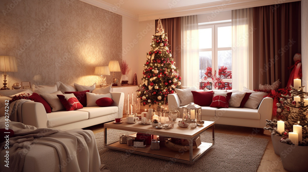 Generative ai. Christmas interior design decoration, living room Generative ai. Christmas interior design decoration, living room