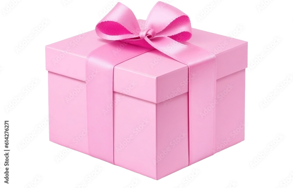 pink gift box with ribbon transparent background PNG, ai generative image pink gift box with ribbon transparent background PNG, ai generative image