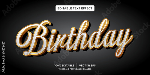 Birthday gold luxury 3D text effect template