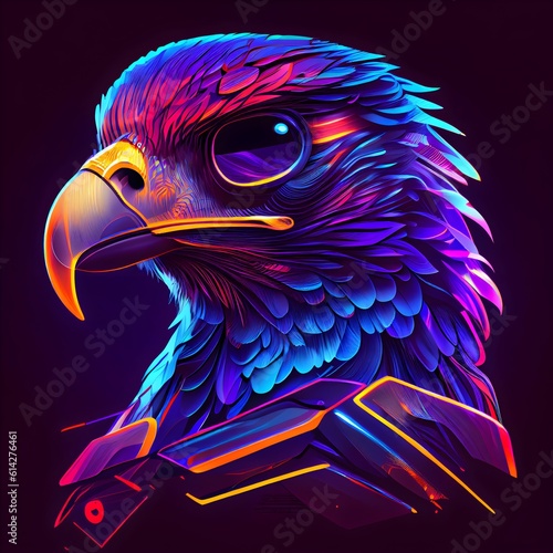 Vivid colors the hawk or eagle, Generative AI