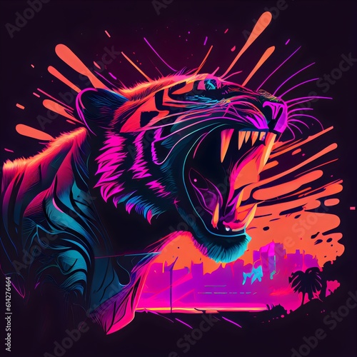 Vivid colors Tiger, Generative AI