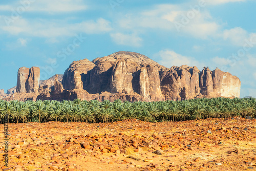 Desert erosion formations near Dadan tombs, Al Ula, Madain Salih, Saudi Arabia photo