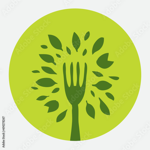 icon for vegetarian and vegan themes. logo for restaurants and vegan or vegetarian food