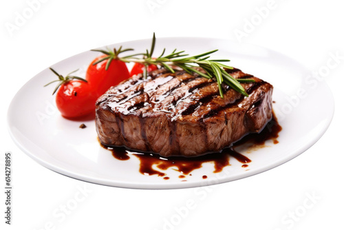 Delicious Grilled Steak with Roasted Tomatoes and Herbs on a Transparent Background