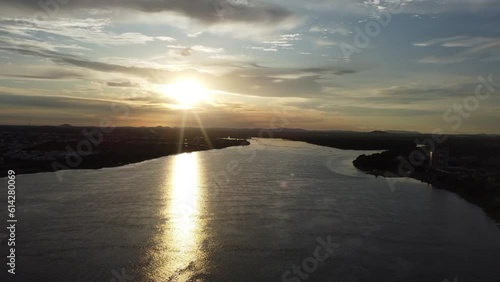 juazeiro, bahia, brazil - april 3, 2023: aerial view of the Sao Francisco river between the cities of Juazeiro and Petrolina, in northeastern Brazil. photo