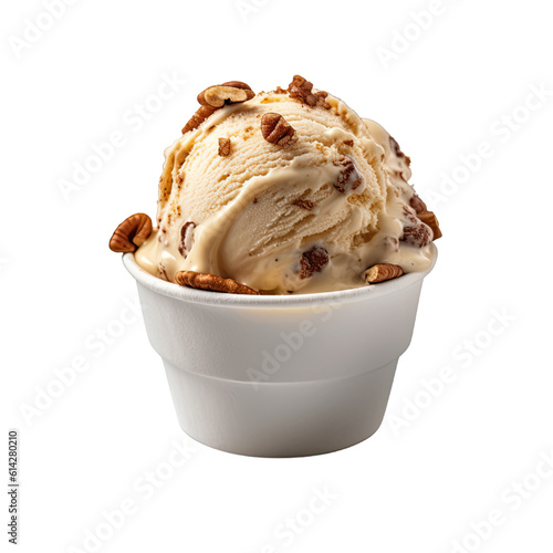 butter pecan ice cream isolated on a transparent background, generative ai