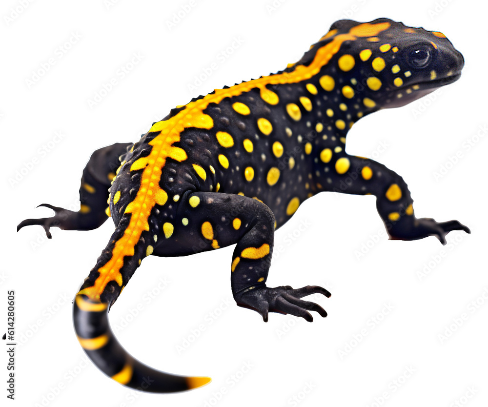 Salamandra salamandra isolated on the transparent background PNG. AI generative. Salamandra salamandra isolated on the transparent background PNG. AI generative.