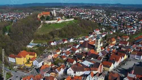 Aerial view around the old town center of the city Burglengenfeld in Germany

 photo
