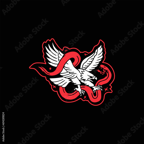 Eagle and Snake Illustrattion Icon Design Tattoo Logo