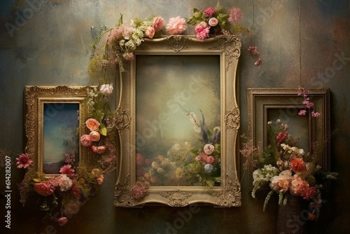 Shabby window with flowers