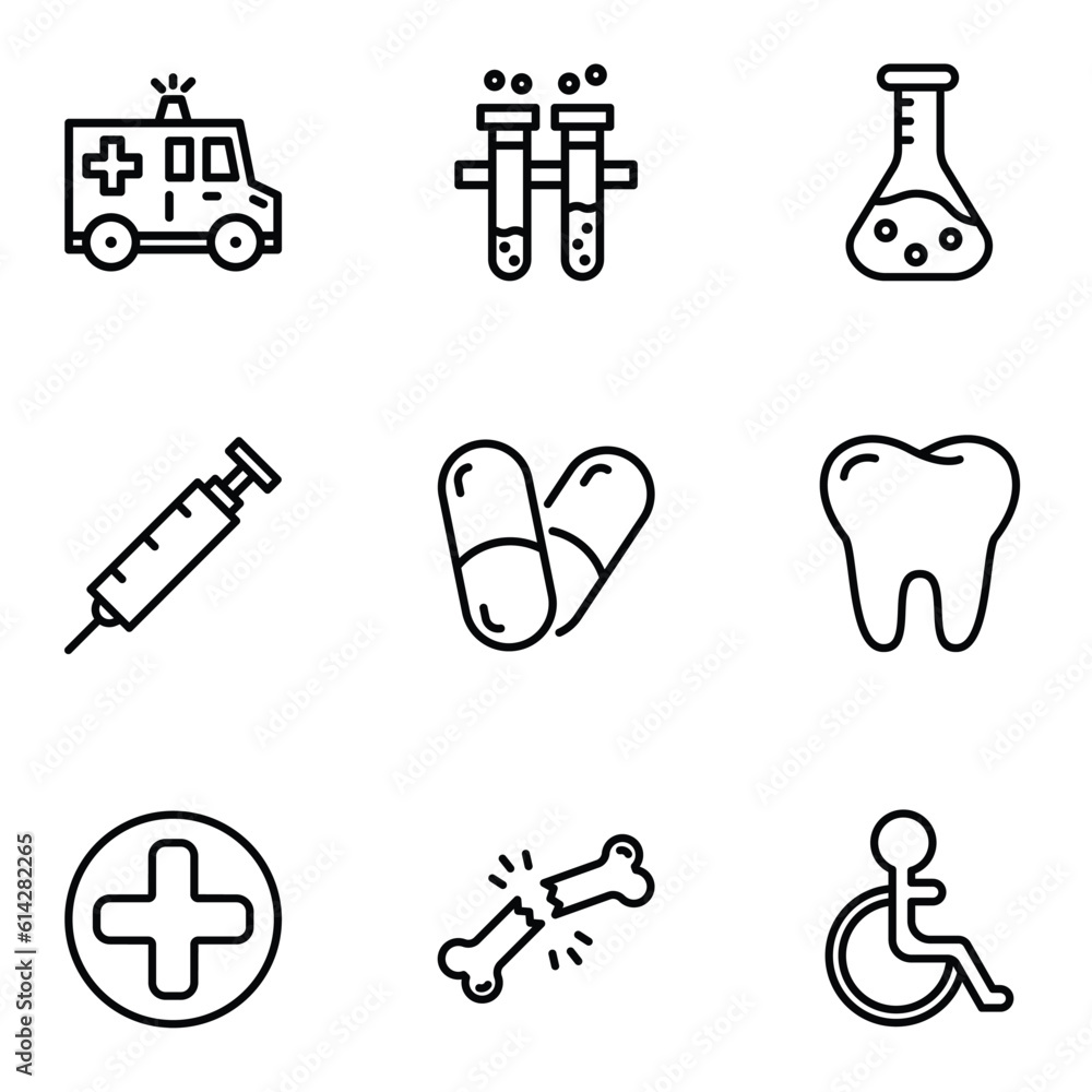 Set of Medical Thin Line Icons - EDITABLE STROKE - EPS Vector Set of Medical Thin Line Icons - EDITABLE STROKE - EPS Vector