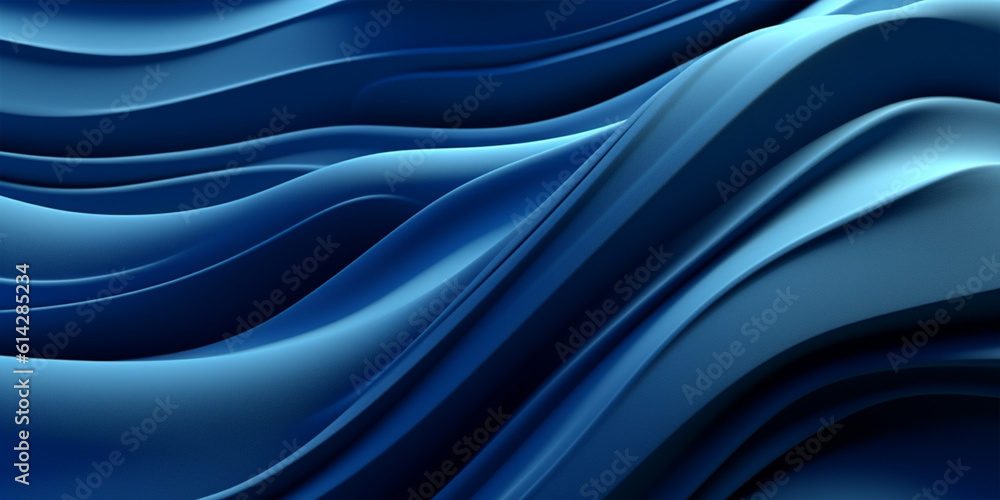 Fototapeta premium Three dimensional render of blue wavy pattern background for design as banner