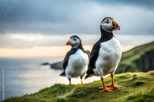 atlantic puffin or common puffingenerated by AI technology 