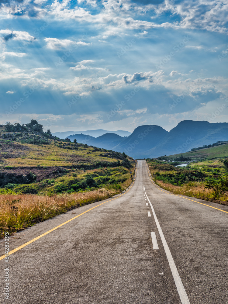 Road through rolling hills and mountain, Panorama Route, Mpumalanga, South Africa