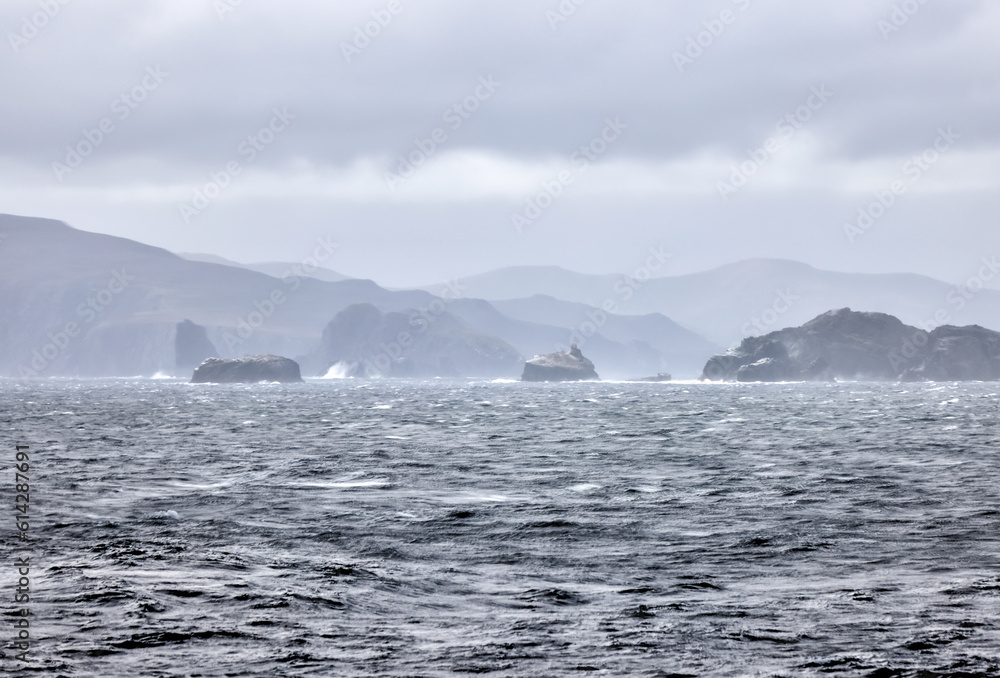 Dramatic skies, landscapes and weather off the coast of Cape Horn Argentina