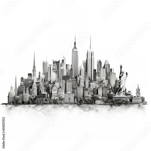 isometric skyline architecture illustration black and white greyscale minimal graphic resource