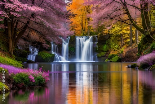waterfall in autumn © nomi_creative