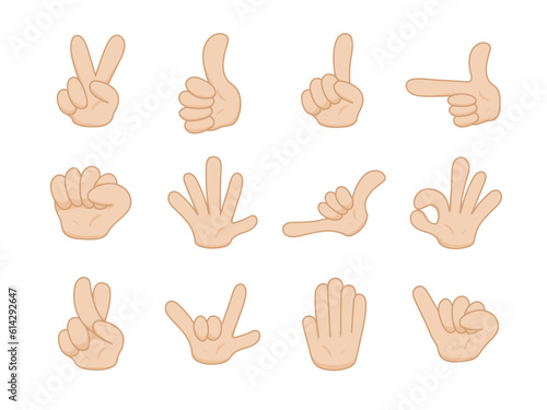illustration set of a hand symbol in cartoon style.flat design.hand sign.