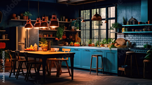 Residential interior of modern kitchen