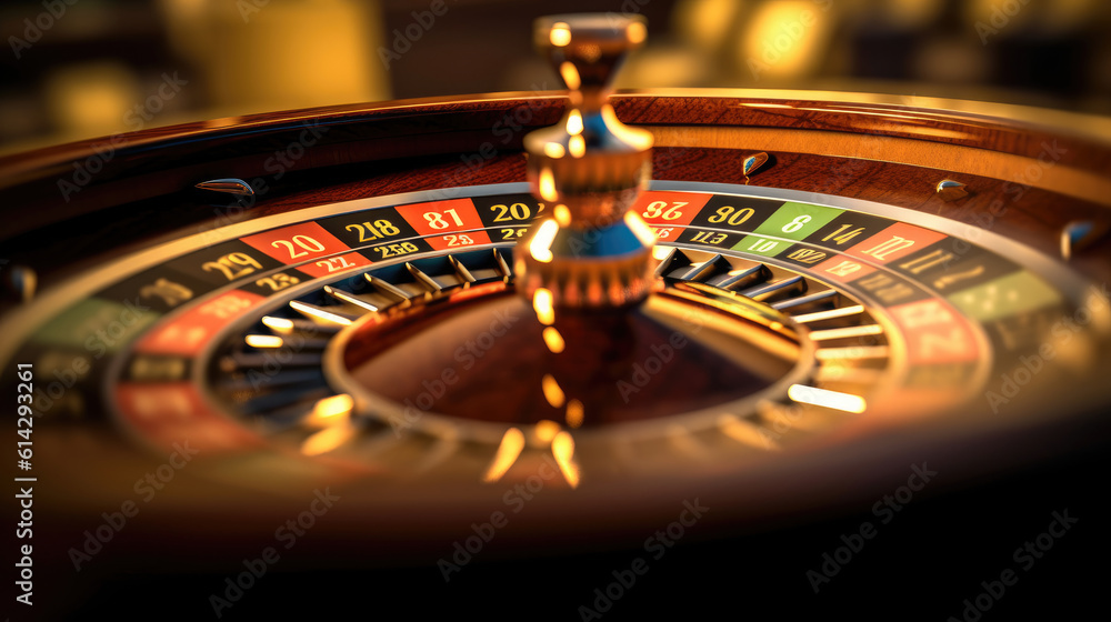 Roulette wheel spinning in casino Roulette wheel spinning in casino