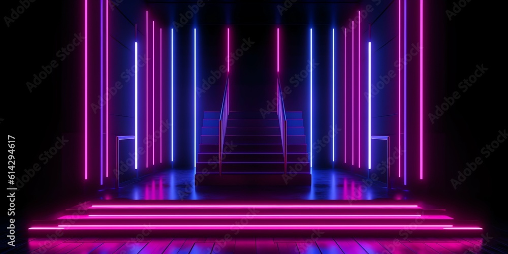 Fototapeta premium neon light background, 3D Illustration and wallpaper