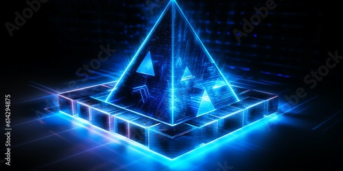 pyramid blue sci-fi design background Illustration and wallpaper