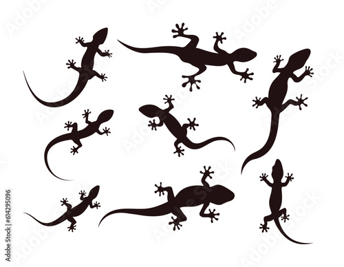 Lizard silhouette with many options  Gecko crawling climbing  Reptile lover