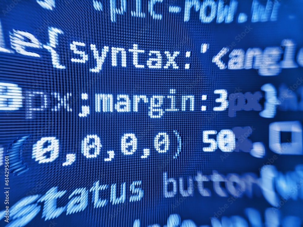 Script on computer. Application source code. Software technology ...