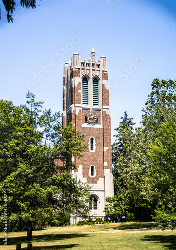 clock tower on a college campus
