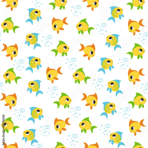 Seamless pattern with yellow fishes vector illustration