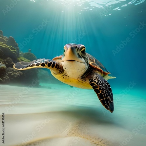 turtle swimming in the sea. Generative AI