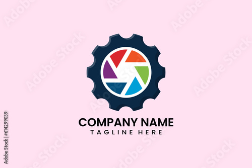Flat gear mechanical engineering logo icon template vector illustration