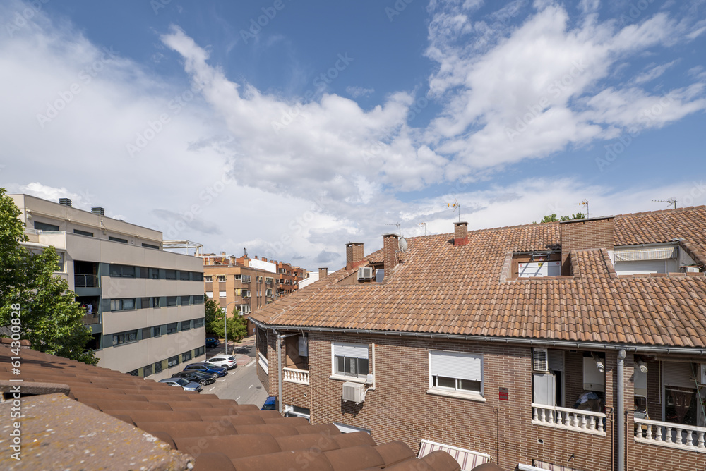 Rooftops of urban residential houses