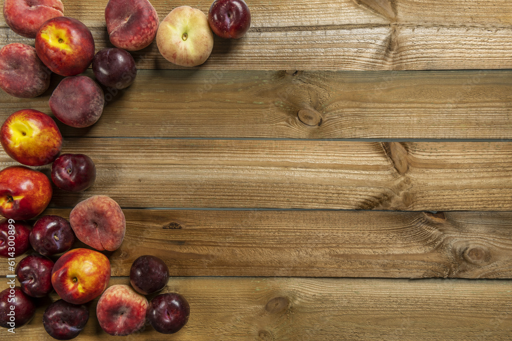 Still life of ripe fruit with plums