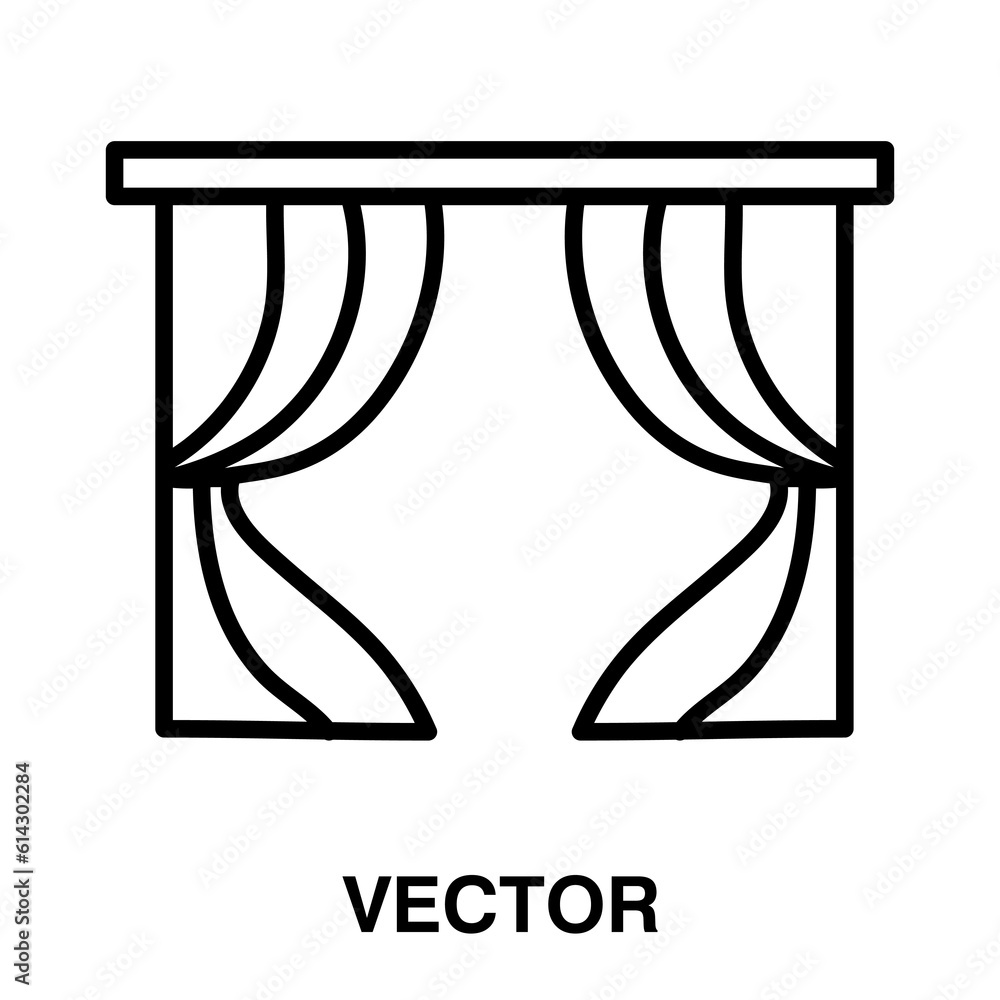 curtain icon in black line style icon, illustration on white background..eps curtain icon in black line style icon, illustration on white background..eps