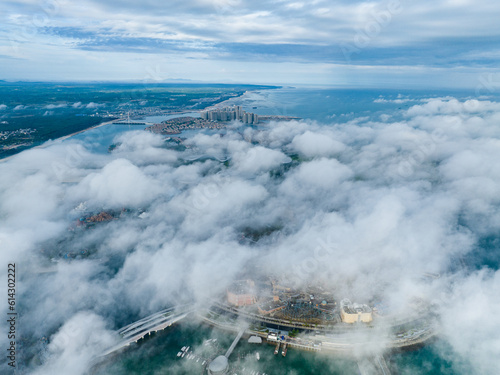 Hainan Zhanzhou Haihua Island in the morning white mist photo